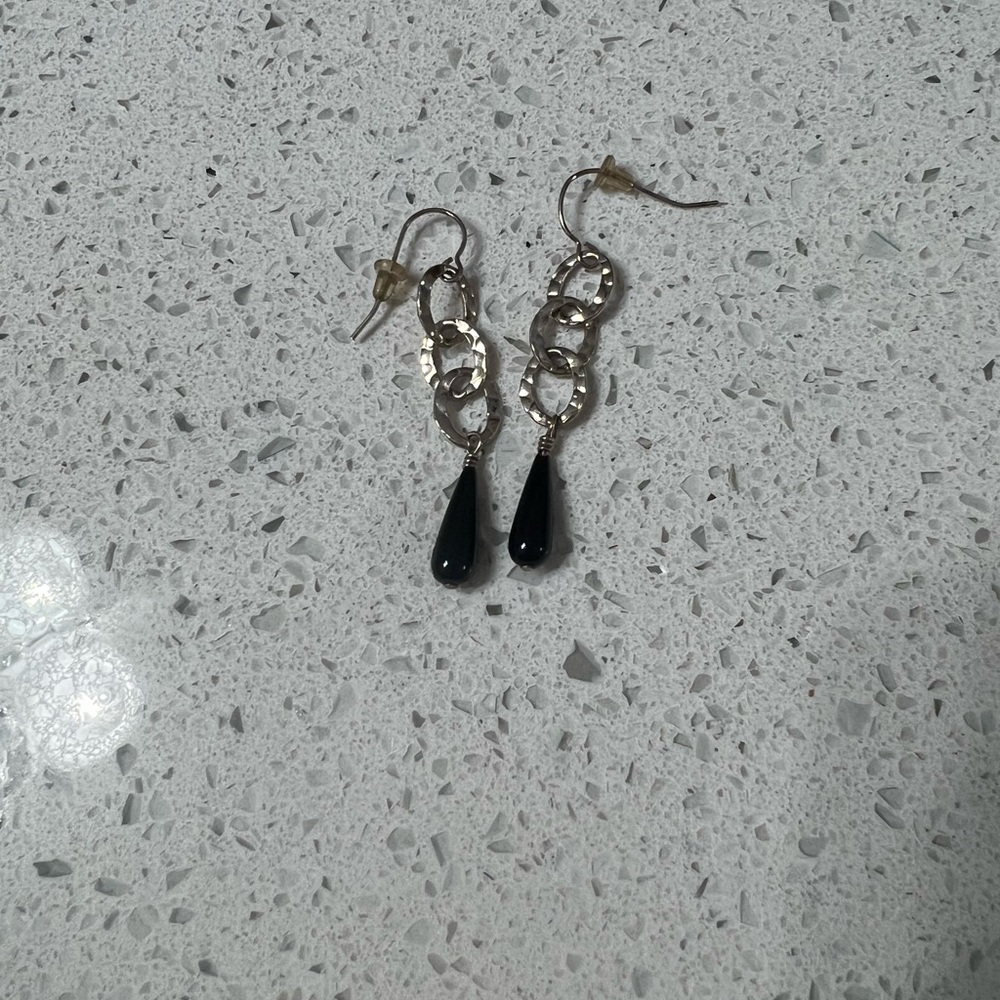 Silpada Sterling Silver Black Onyz Teardrops